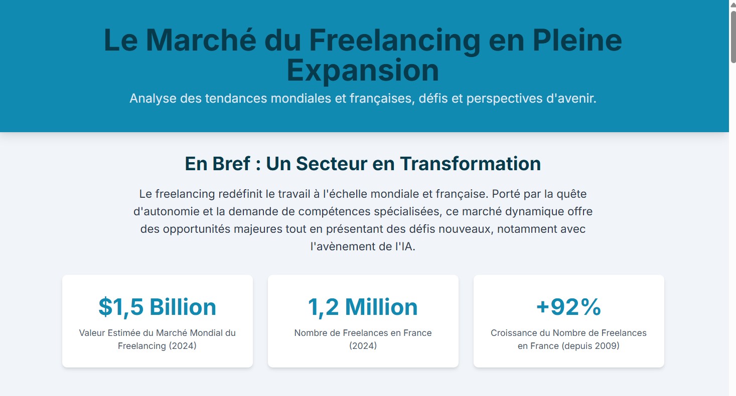 Le Marché du Freelancing en France et dans le Monde : Situation Actuelle, Évolutions et Perspectives